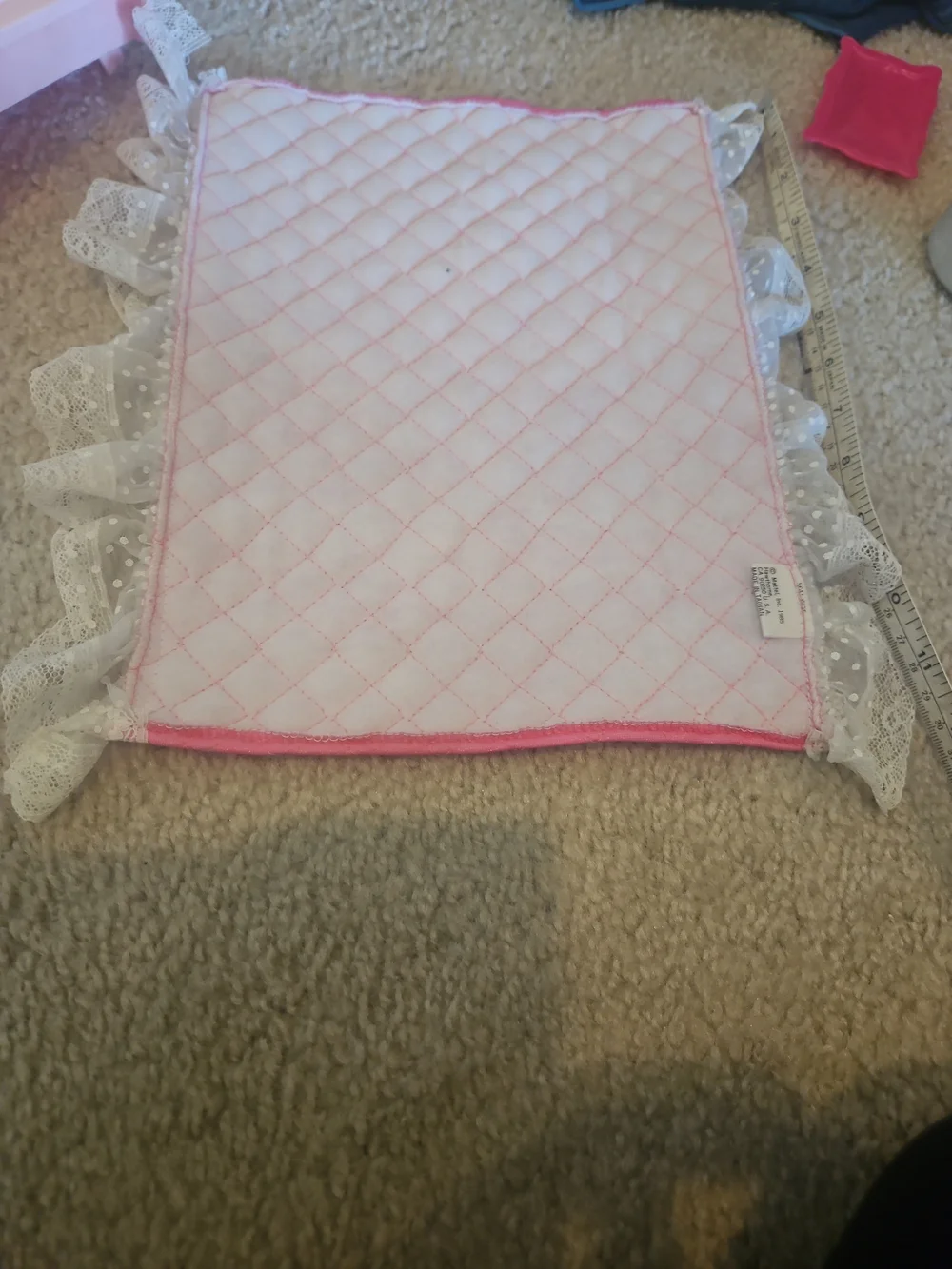Pink Quilted Lace-Trim Dream Bed Accessory For BARBIE, VINTAGE